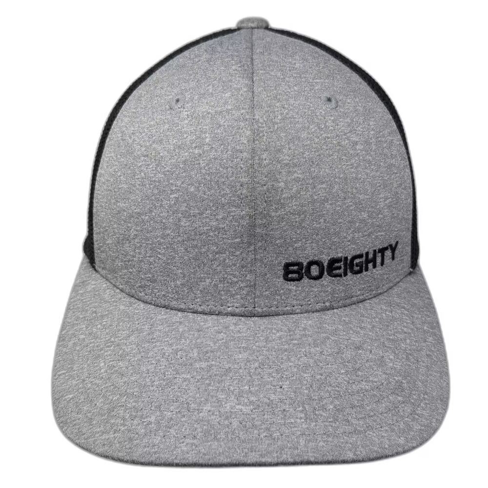 80EIGHTY Gray Black Mesh Back Flexfit Baseball Cap Hat One Size Embroidered Logo